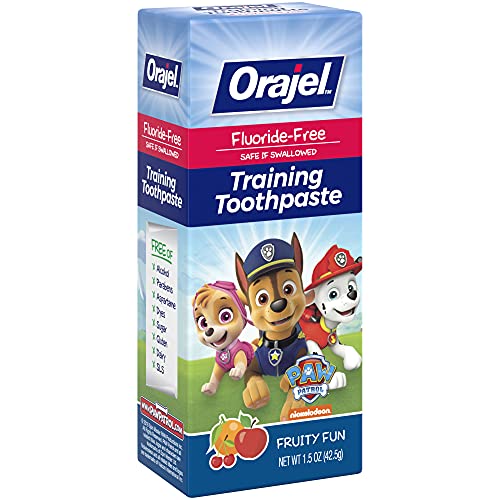 Orajel Kids Paw Patrol Fluoride-Free Training Toothpaste, Natural Fruity Fun Flavor, #1 Pediatrician Recommended Fluoride-Free Toothpaste, 1.5oz Tube
