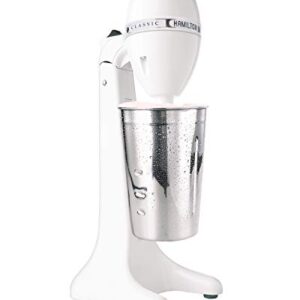 Hamilton Beach 727B DrinkMaster Electric Drink Mixer, Restaurant-Quality Retro Milkshake Maker & Milk Frother, 2 Speeds, Extra-Large 28 oz. Stainless Steel Cup, White