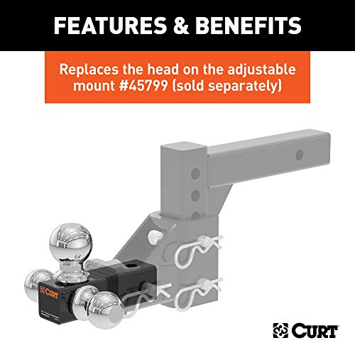 CURT 45800 Replacement Adjustable Trailer Hitch Ball Mount Head with 3 Balls for CURT #45799