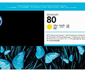 HP 80 Yellow DesignJet Printhead & Printhead Cleaner (C4823A) for DesignJet 1000 Series Large Format Printers, Yellow Printhead