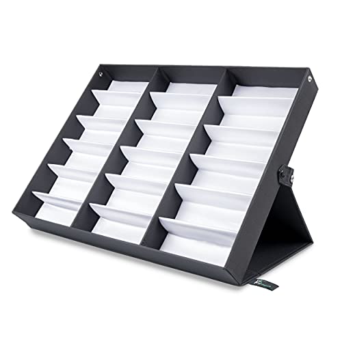 ProSource 18 Piece Sunglass Eyewear Eye Wear Display Tray Case Stand. Also Great for Watches and Jewelry, black