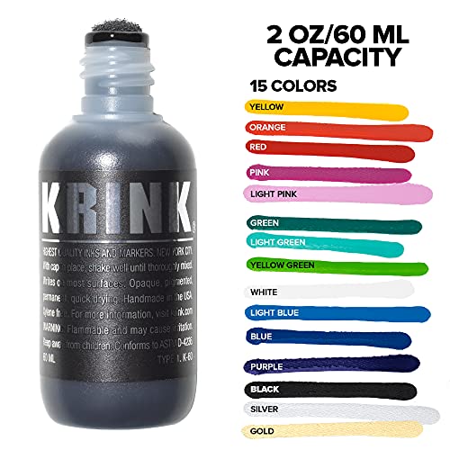 Krink K-60 Black Paint Marker - Vibrant and Opaque Fine Art Graffiti Markers for Canvas Metal Glass Paper and More - Alcohol-Based Permanent Graffiti Mop Krink Paint Marker for Lasting Tags