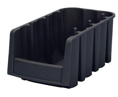 Akro-Mils 30796 Economy Stacking Shelf Plastic Storage Bins, (9-Inch x 6-5/8-Inch x 5-Inch), Black (10-Pack)