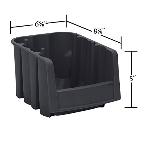 Akro-Mils 30796 Economy Stacking Shelf Plastic Storage Bins, (9-Inch x 6-5/8-Inch x 5-Inch), Black (10-Pack)