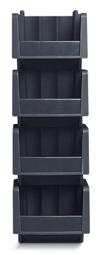 Akro-Mils 30796 Economy Stacking Shelf Plastic Storage Bins, (9-Inch x 6-5/8-Inch x 5-Inch), Black (10-Pack)