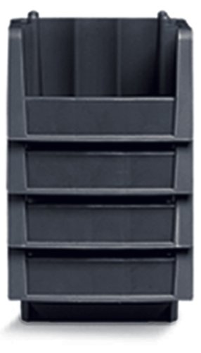 Akro-Mils 30796 Economy Stacking Shelf Plastic Storage Bins, (9-Inch x 6-5/8-Inch x 5-Inch), Black (10-Pack)