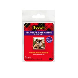 scotch self-sealing laminating pouches, gloss finish, 2.5 inches x 3.5 inches, 5 pouches (pl903g)