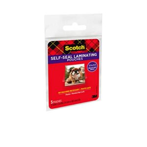 Scotch Self-Sealing Laminating Pouches, Gloss Finish, 2.5 Inches x 3.5 Inches, 5 Pouches (PL903G)