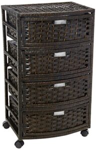 oriental furniture 29″ natural fiber chest of drawers – black