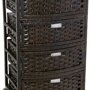 Oriental Furniture 29" Natural Fiber Chest of Drawers - Black