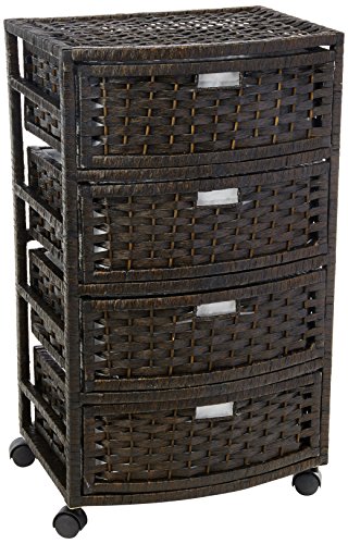 Oriental Furniture 29" Natural Fiber Chest of Drawers - Black