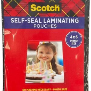 Scotch Self-Sealing Laminating Pouches, Glossy Finish, 4.3 x 6.3 Inches, 5 Pouches (PL900G)