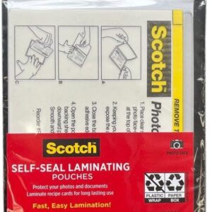 Scotch Self-Sealing Laminating Pouches, Glossy Finish, 4.3 x 6.3 Inches, 5 Pouches (PL900G)