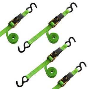 smartstraps 14’ padded ratchet tie down, 4 pack — standard duty tie-down straps — 1,500lb break strength, 500lb safe work load — haul dirt bikes, atvs, and mowers