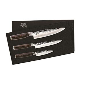 shun premier kitchen knife starter, 3-piece set, tdms0300, silver