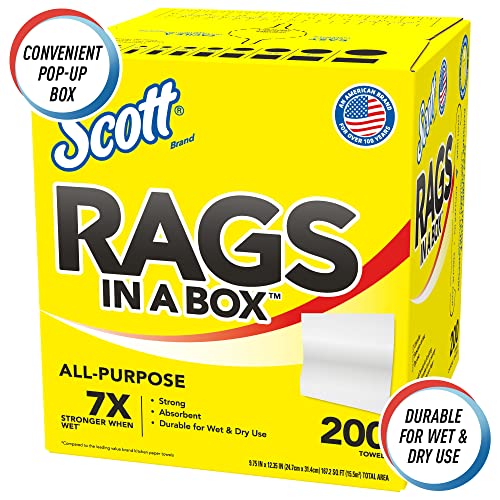 Scott Rags In A Box (75260), White, 200 Shop Towels / Box, 8 Boxes / Case