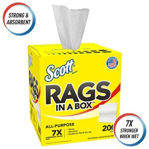Scott Rags In A Box (75260), White, 200 Shop Towels / Box, 8 Boxes / Case
