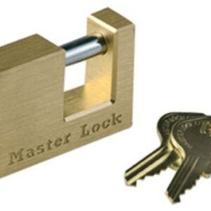 Master Lock 605DAT Shackle 15/16" Length x 7/16" Inner Width, 2" Body Width, Solid Brass Coupler Lock, Gold