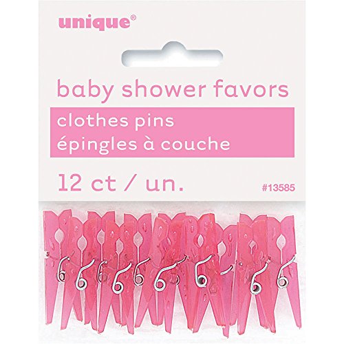Unique Mini Plastic Clothespin Favors, 1.25", Pink