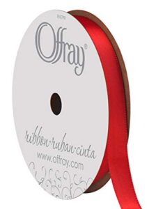 berwick offray 062036 3/8″ wide single face satin ribbon, red, 6 yds