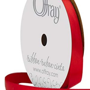 Berwick Offray 062036 3/8" Wide Single Face Satin Ribbon, Red, 6 Yds