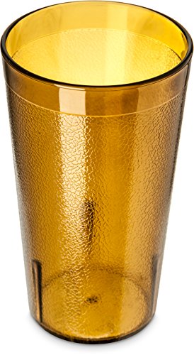 CFS 52128113 Stackable ShatterResistant Plastic Tumbler, 12 oz., Amber (Pack of 6)