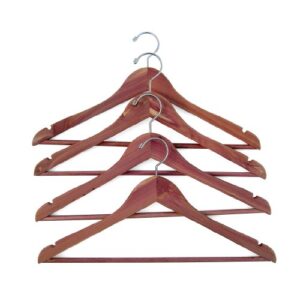 household essentials 26140 cedarfresh red cedar wood clothes hangers with fixed bar and swivel hook – set of 4
