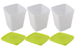 arrow home products 00044 1-quart freezer containers, 3-pack, white/green