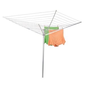 Household Essentials 17120-1 Rotary Outdoor Umbrella Drying Rack | Aluminum Arms and Steel Post | 12-Lines with 165 ft. Clothesline