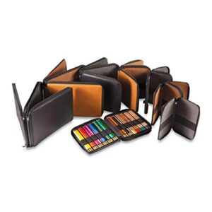 Speedball Art Products Genuine Leather Storage Case for Pencils, Markers, Pens and Art Supplies (Holds Up to 120 Standard Pencils, Black)