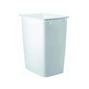 rubbermaid small kitchen bathroom trash can, under-sink waste basket, plastic, white, 9 gallons