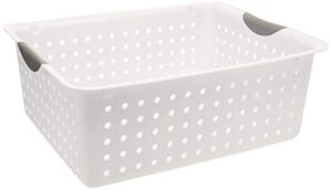 sterilite large ultra plastic household storage bin organizer basket, white