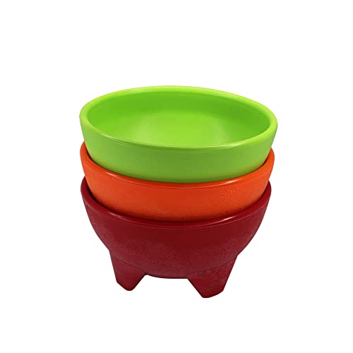 IMUSA USA Plastic Salsa Dishes 3-Piece, Red, Orange, Green