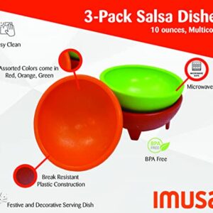 IMUSA USA Plastic Salsa Dishes 3-Piece, Red, Orange, Green