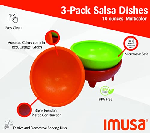 IMUSA USA Plastic Salsa Dishes 3-Piece, Red, Orange, Green
