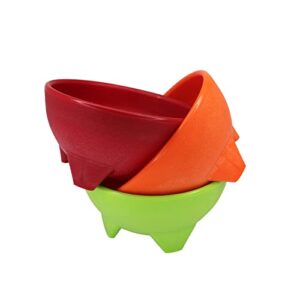 IMUSA USA Plastic Salsa Dishes 3-Piece, Red, Orange, Green