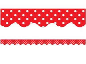 teacher created resources border trim, red mini polka dots (4665)