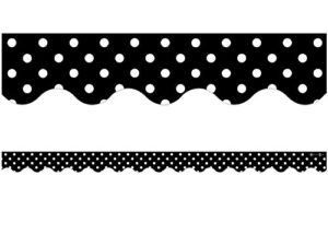 teacher created resources border trim, black mini polka dots (4671)