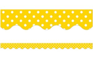 teacher created resources yellow mini polka dots border trim, yellow (4668)
