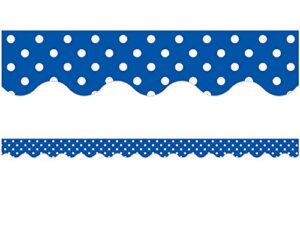 teacher created resources blue mini polka dots border trim, blue (4666)