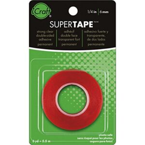 iCraft SuperTape Strong Double Sided Permanent Double-sided Adhesive 1/4" x 6 yards Clear