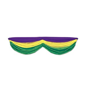 mardi gras fabric bunting (golden-yellow, green, purple) party accessory (1 count) (1/pkg)