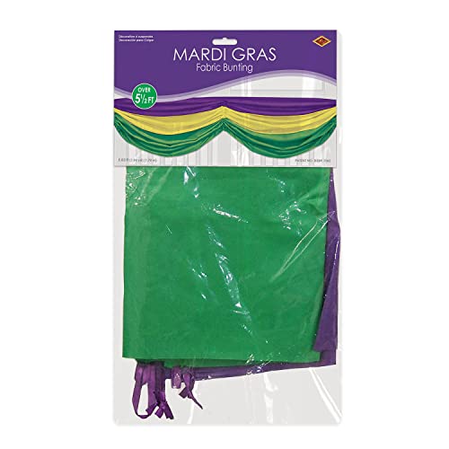 Mardi Gras Fabric Bunting (golden-yellow, green, purple) Party Accessory (1 count) (1/Pkg)