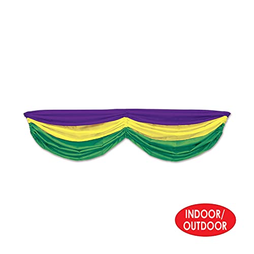 Mardi Gras Fabric Bunting (golden-yellow, green, purple) Party Accessory (1 count) (1/Pkg)