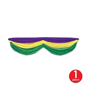 Mardi Gras Fabric Bunting (golden-yellow, green, purple) Party Accessory (1 count) (1/Pkg)