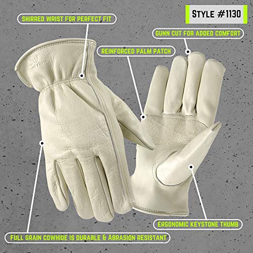 Wells Lamont mens 1130 Work Gloves, White, Large Pack of 1 US