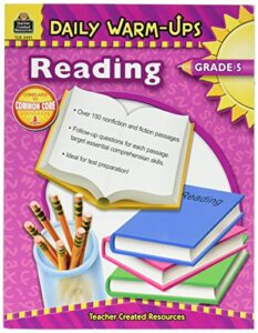 teacher created resources daily warm-ups: reading book, grade 5