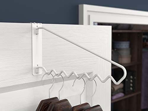 ClosetMaid Hanging Bar Valet Rod for Wall or Door Mount Installation, Hardware Included, Folding Design, Durable Steel, White, 11.75