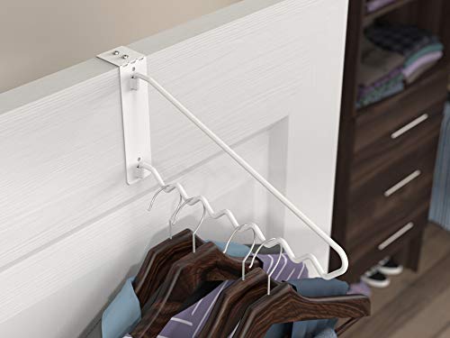 ClosetMaid Hanging Bar Valet Rod for Wall or Door Mount Installation, Hardware Included, Folding Design, Durable Steel, White, 11.75