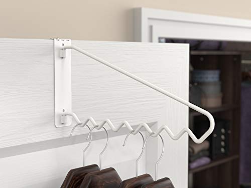 ClosetMaid Hanging Bar Valet Rod for Wall or Door Mount Installation, Hardware Included, Folding Design, Durable Steel, White, 11.75